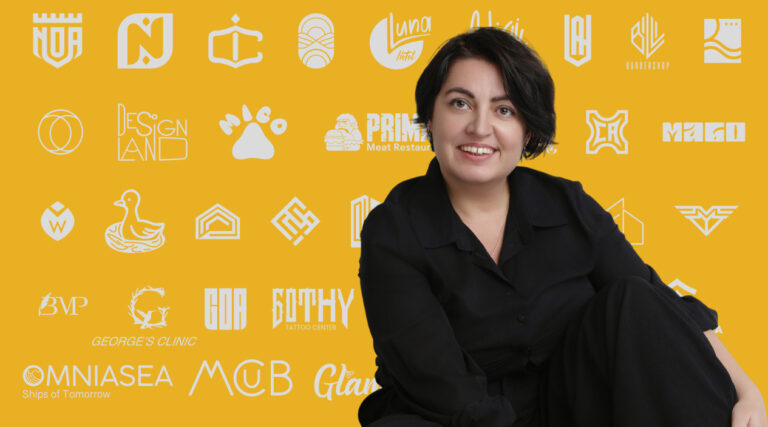 Article banner by Andreea Design explaining the step‑by‑step process of professional logo creation.