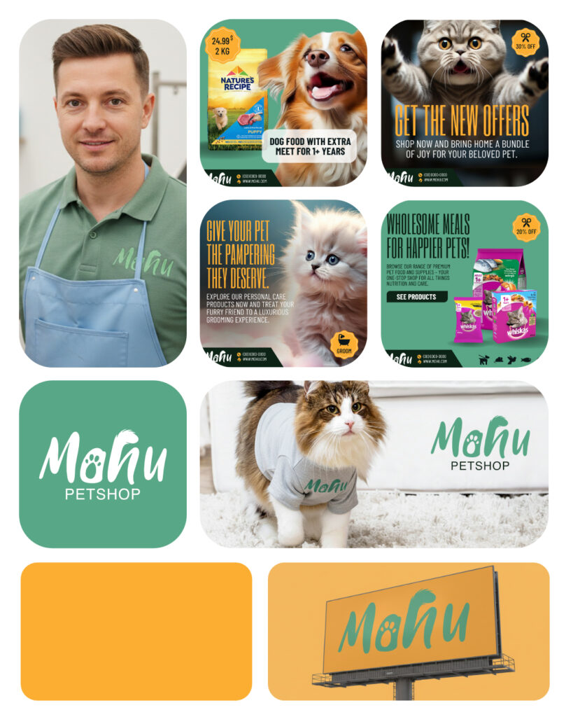 A complete brand design for a cozy pet shop