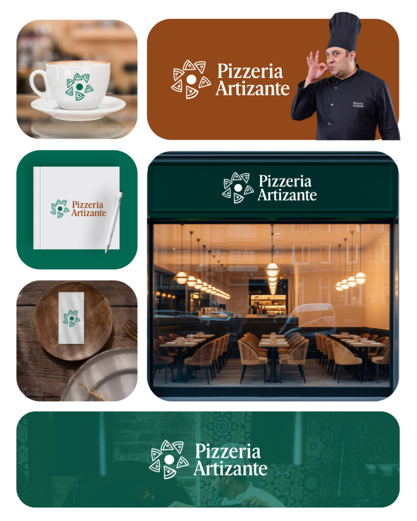 A complete brand design for a pizza restaurant
