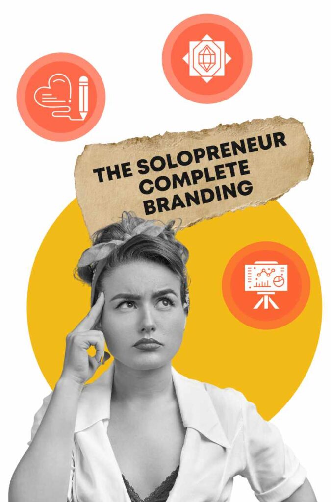 Woman happily discovering The Solopreneur Complete Branding package for her business