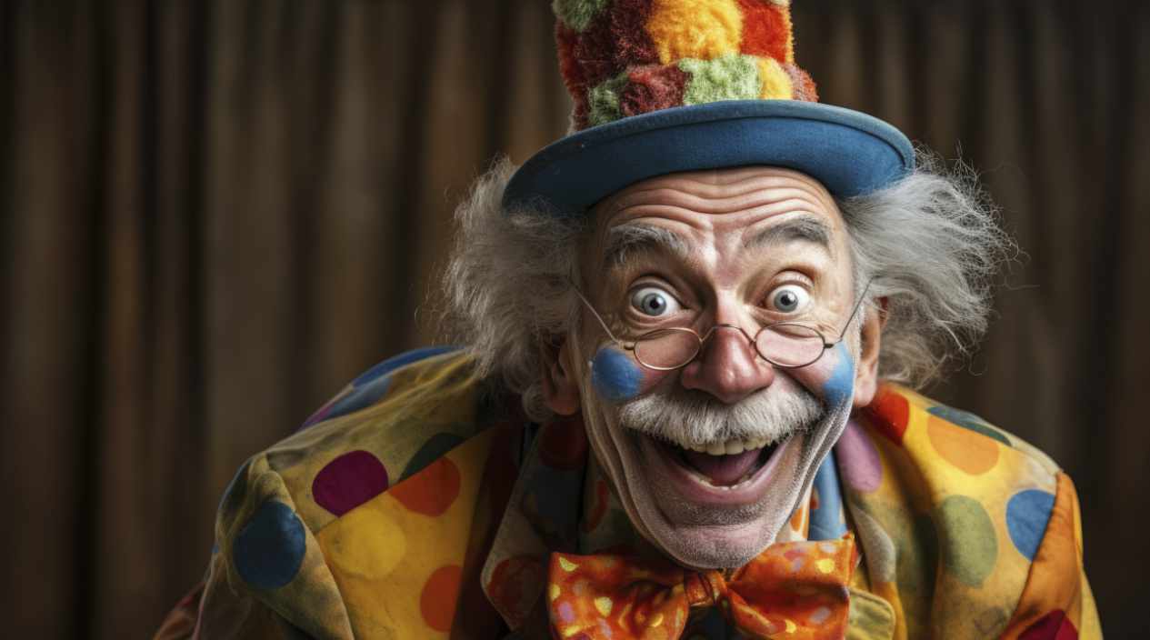 Smiling clown representing the Jester brand archetype, symbolizing fun, playful, and joyful branding