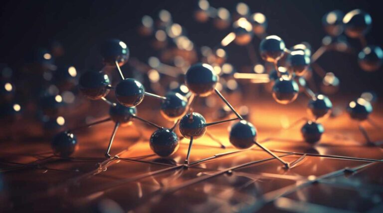 Chemical formula structure where molecules represent storytelling components.