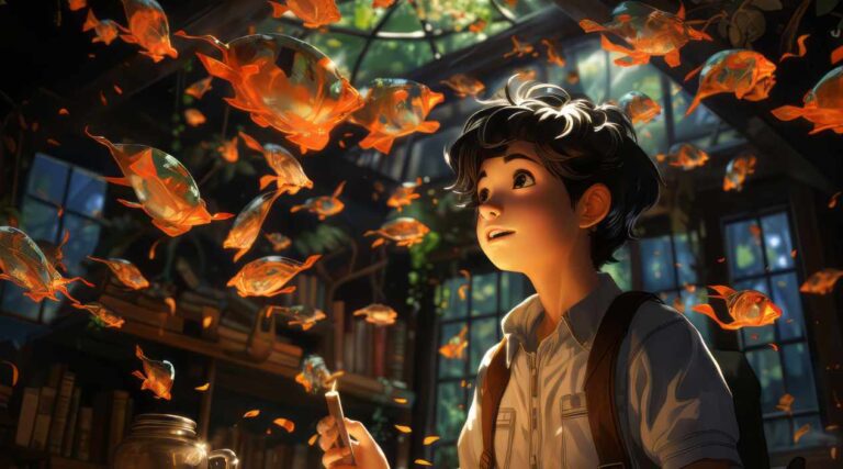 A unique fantasy character concept in a surreal, magical environment, illustrating how to create a great character.